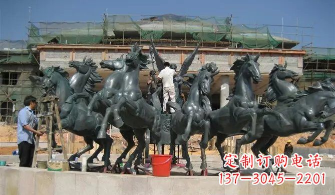 绍兴八马踏浪阿波罗战车景观铜雕