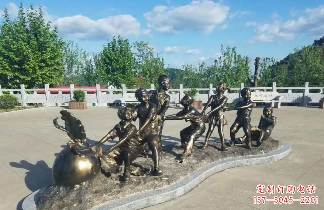 绍兴拔萝卜人物铜雕112