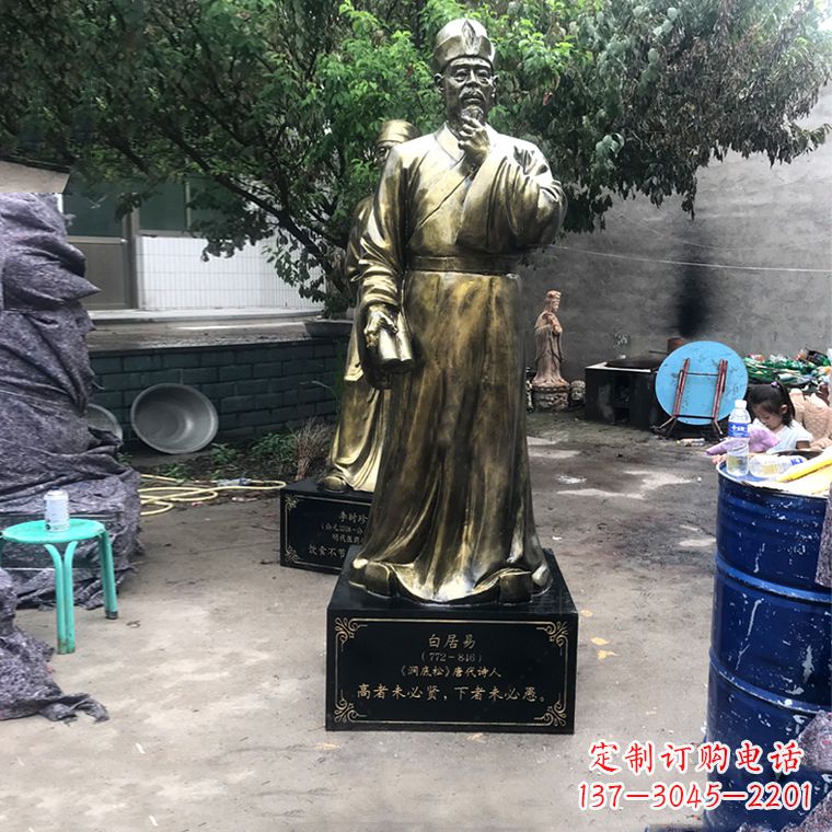 绍兴白居易仿铜雕像经典中国古代诗人的艺术再现