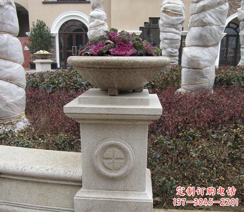 绍兴别墅景观大理石花盆石雕_2