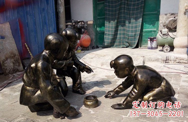 绍兴玻璃钢仿铜斗蛐蛐的古代儿童