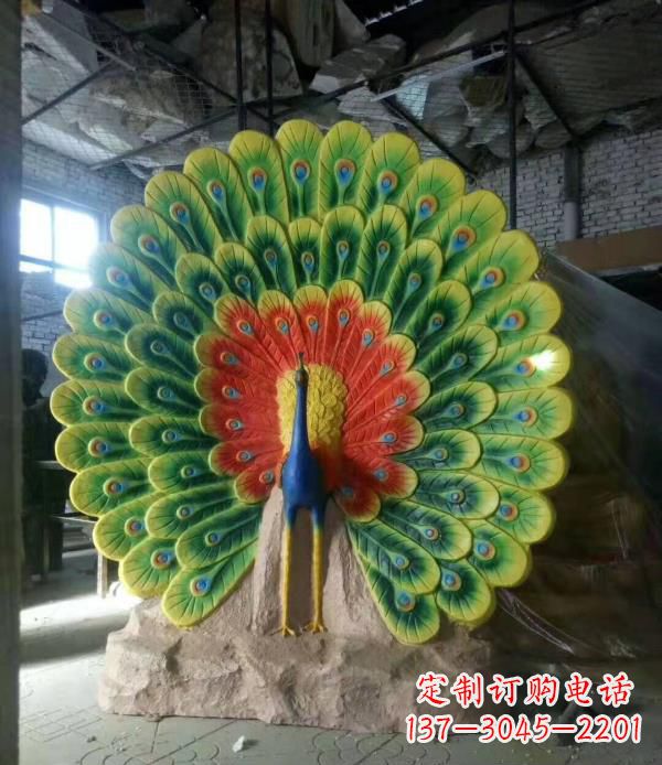 绍兴玻璃钢仿真动物孔雀雕塑
