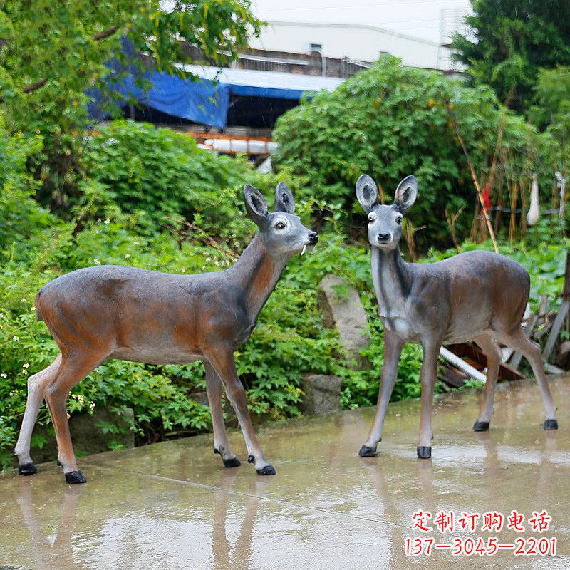 绍兴玻璃钢仿真鹿雕塑-农家院动物摆件