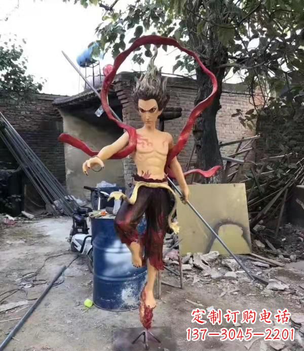 绍兴仿真玻璃钢哪吒雕塑精美绝伦