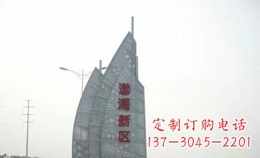 绍兴渤海新区精美不锈钢船帆雕塑