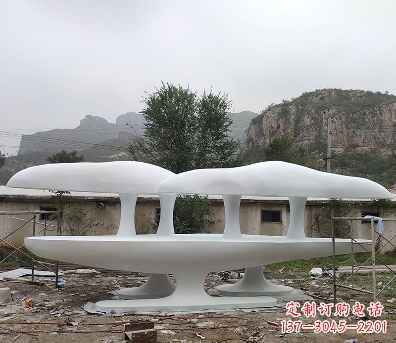 绍兴不锈钢公园蘑菇云朵景观雕塑
