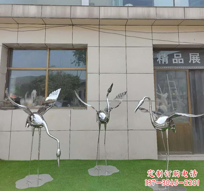 绍兴不锈钢公园仙鹤雕塑