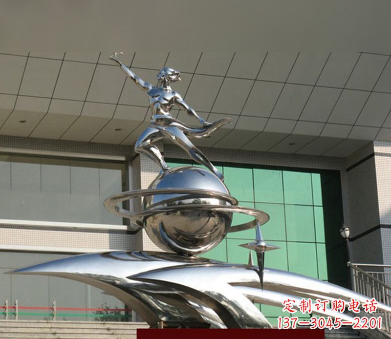 绍兴不锈钢海豚之球雕塑
