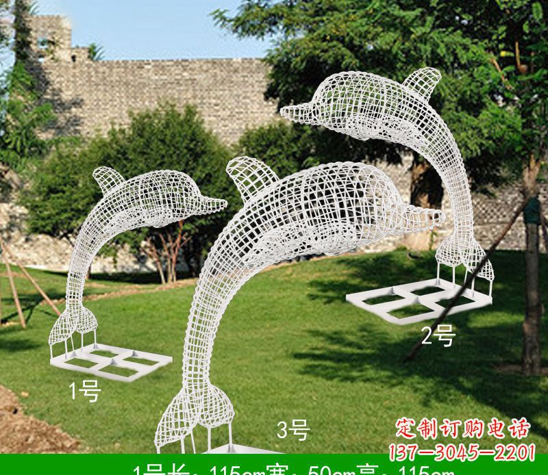 绍兴不锈钢海豚组合雕塑精美的艺术品