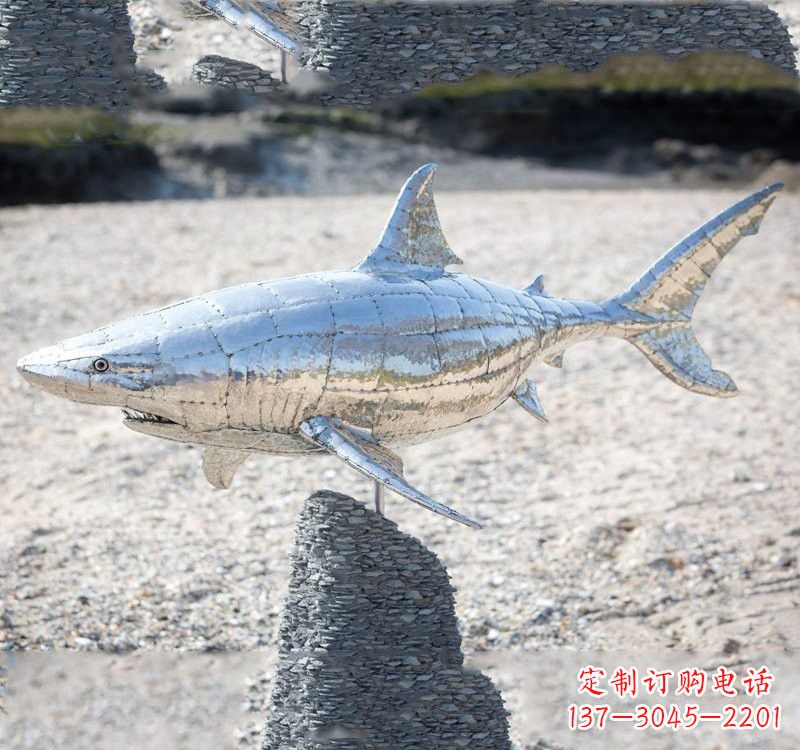 绍兴不锈钢海洋公园鲨鱼雕塑