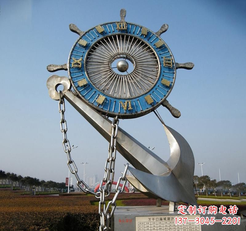 绍兴不锈钢海洋船舵雕塑