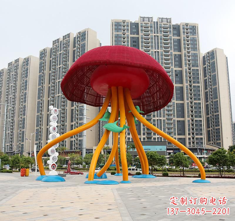 绍兴不锈钢海洋水母动物雕塑精美绝伦