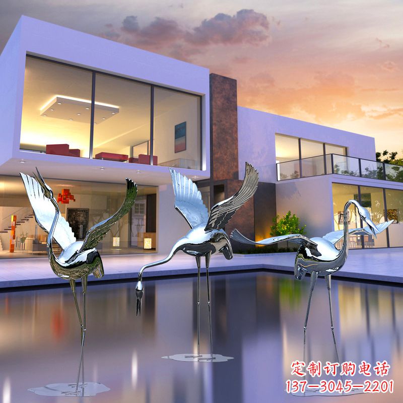 绍兴不锈钢丹顶鹤雕塑象征着美好未来