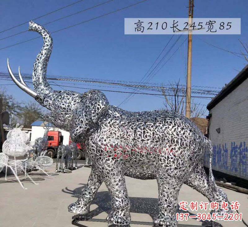绍兴不锈钢镂空大象雕塑精美绝伦的艺术品