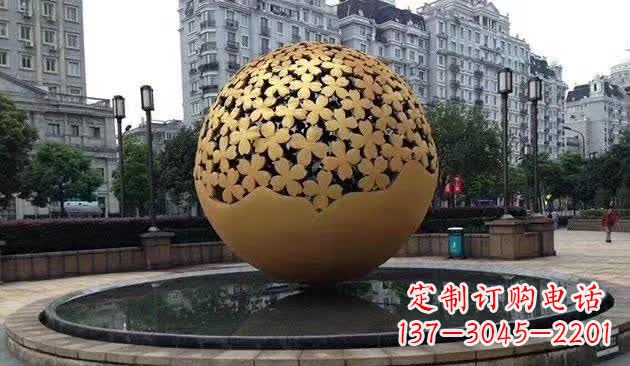 绍兴不锈钢镂空球喷泉雕塑——精致美观