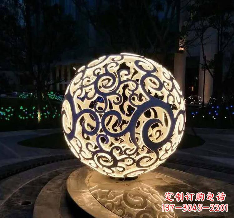 绍兴不锈钢镂空球喷泉雕塑2