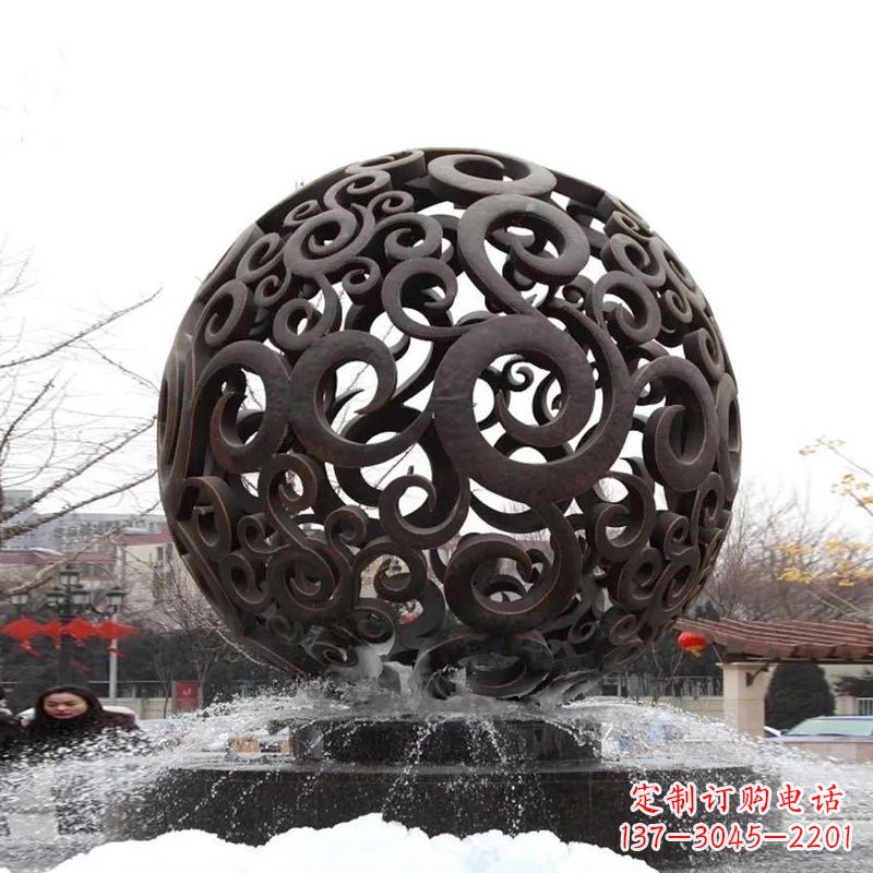 绍兴不锈钢镂空球水景喷泉雕塑