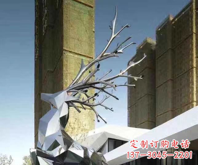 绍兴不锈钢梅花鹿雕塑 群鹿雕塑 城市景观动物雕塑