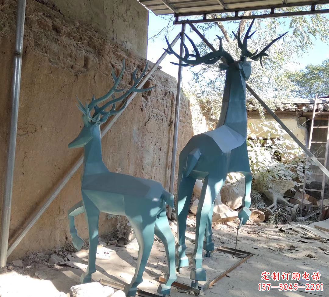 绍兴不锈钢切面景观小鹿雕塑