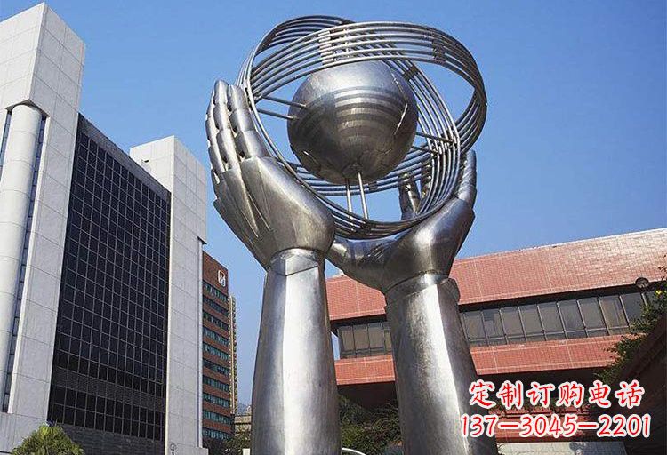 绍兴不锈钢双手捧地雕塑象征着世界和平