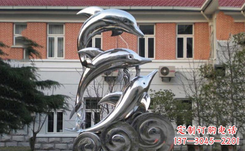 绍兴不锈钢跳跃海豚雕塑