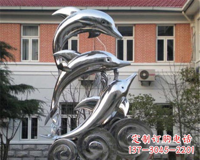绍兴不锈钢海豚雕塑跳跃的海洋精灵