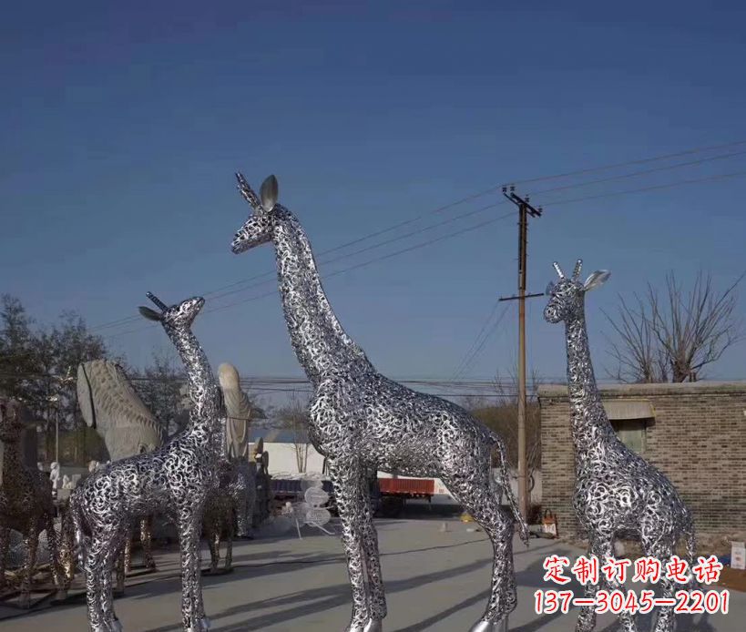 绍兴不锈钢镂空雕塑长颈鹿