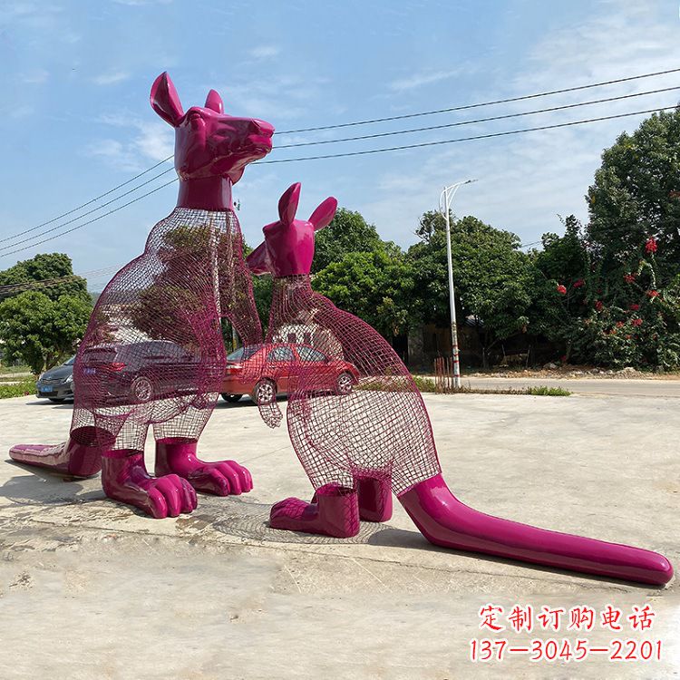 绍兴不锈钢袋鼠雕塑给公园带来美好景观