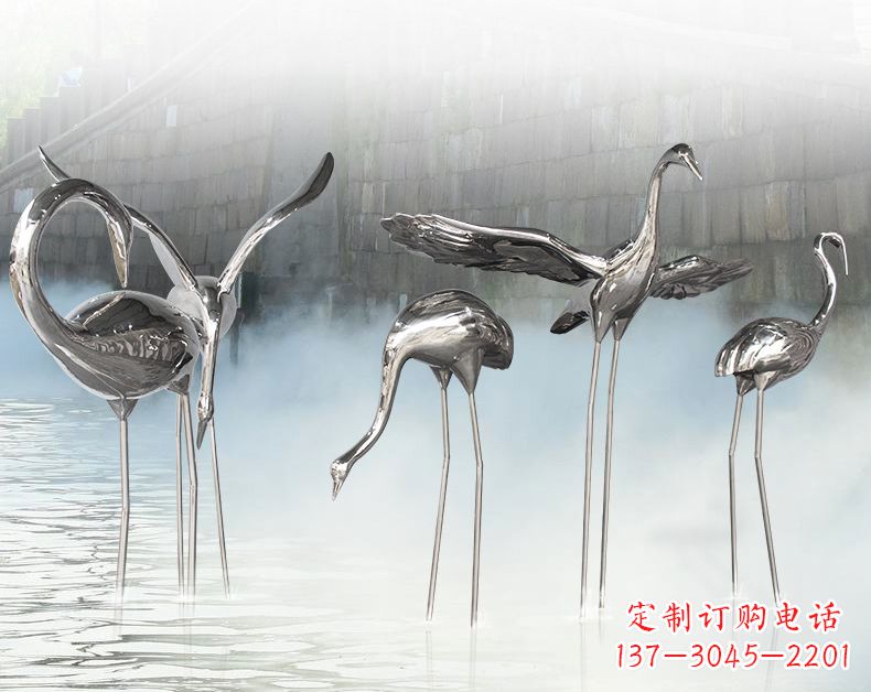 绍兴不锈钢仙鹤飞鸟雕塑传承传统文化