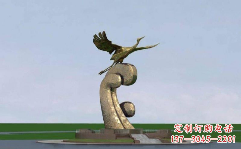绍兴不锈钢仙鹤雕塑象征着美丽和宁静