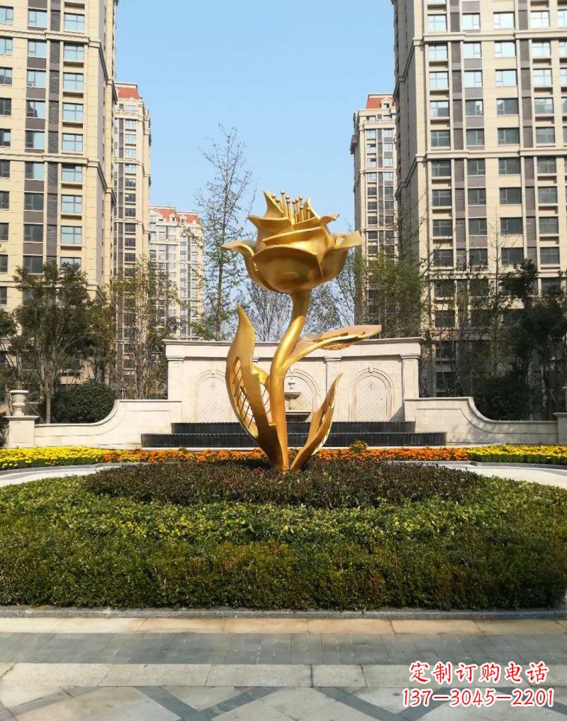 绍兴不锈钢小区玫瑰花雕塑