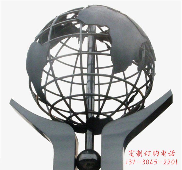 绍兴象征地球一体的不锈钢校园手托地球雕塑