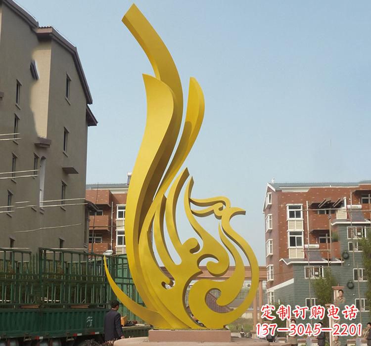 绍兴静谧的凤凰不锈钢园林雕塑