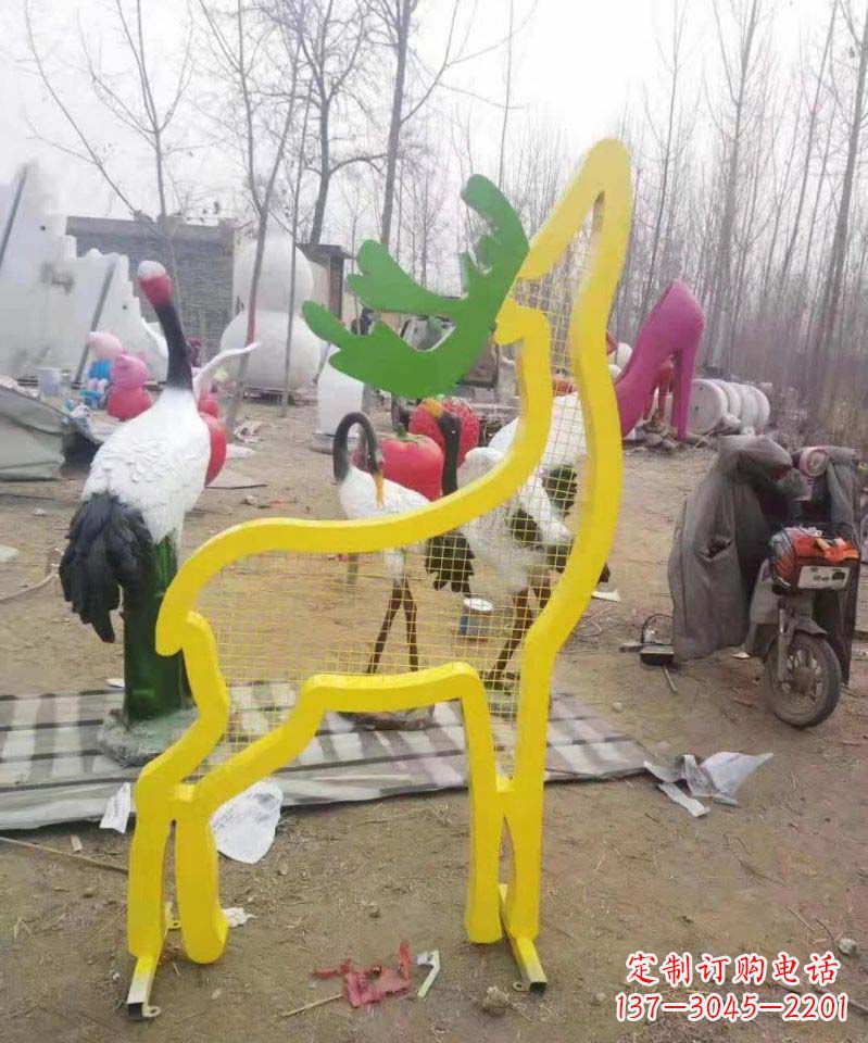 绍兴不锈钢园林造型景观小鹿雕塑