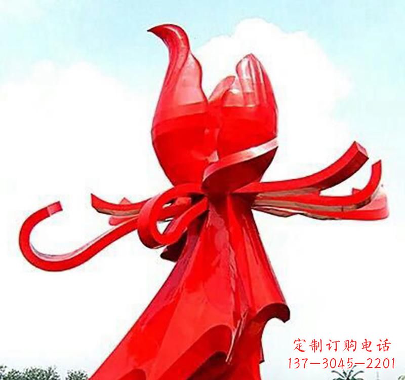 绍兴不锈钢植物广场玫瑰花雕塑