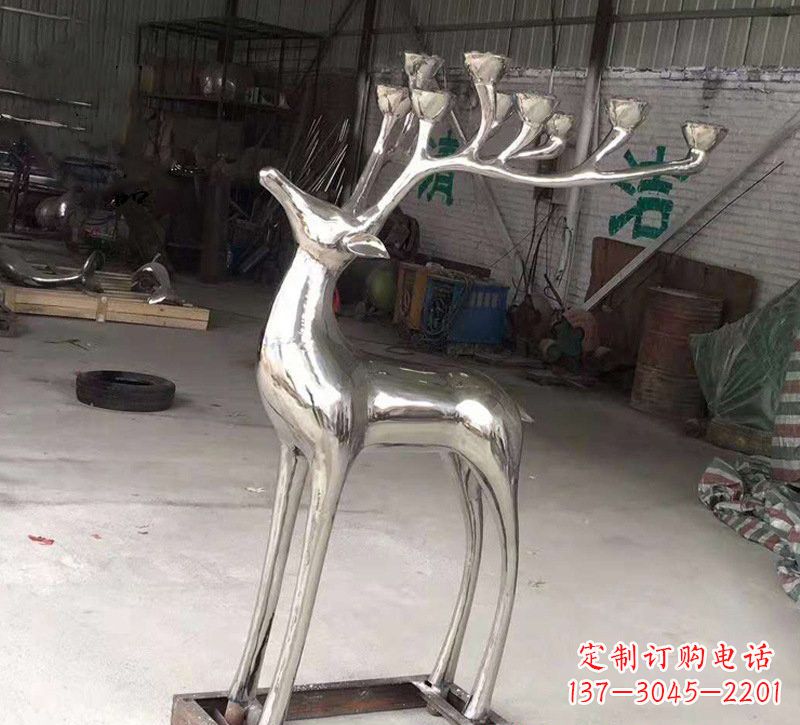 绍兴精美梅花鹿雕塑——点亮不锈钢烛台