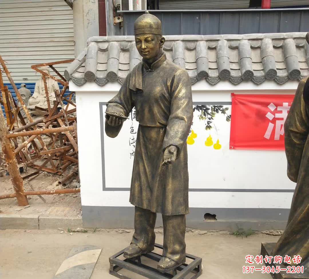 绍兴传承百年店小二铜雕
