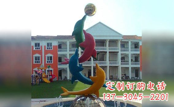绍兴彩色不锈钢海豚海洋动物景观标识