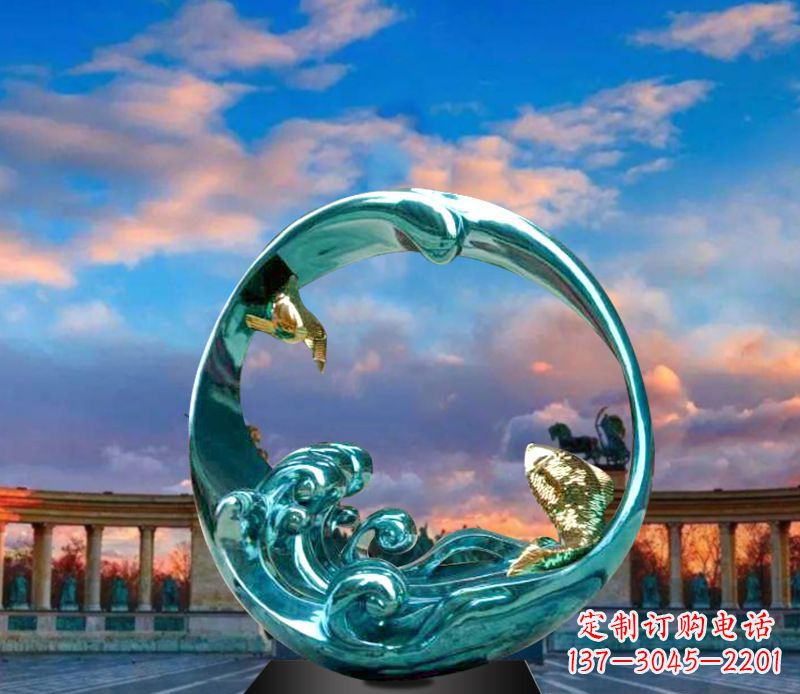 绍兴城市之环不锈钢彩银雕塑