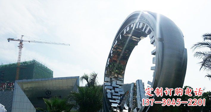 绍兴美丽而优雅的不锈钢圆环雕塑