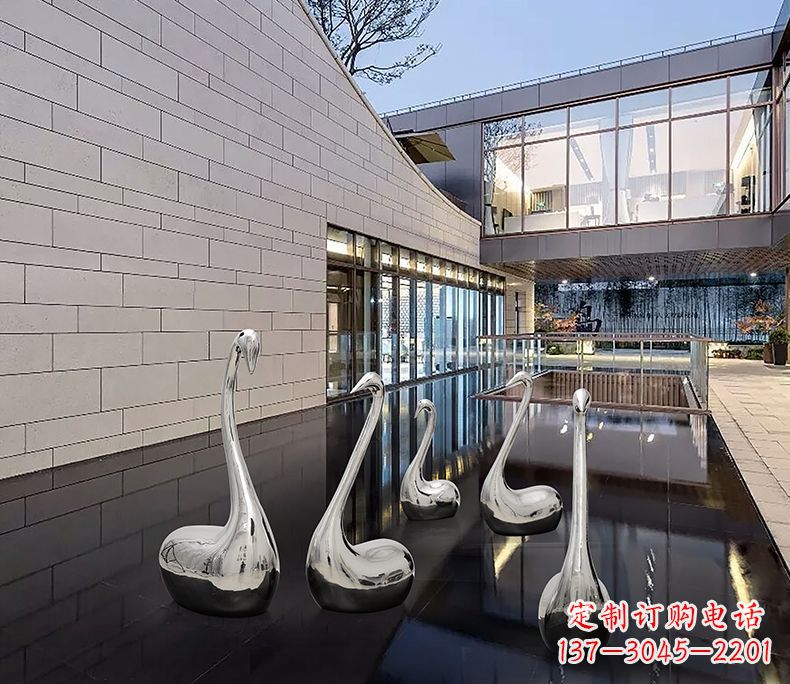 绍兴质朴无华的不锈钢天鹅雕塑