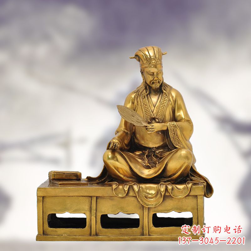 绍兴纯铜诸葛亮雕塑象征中国智慧