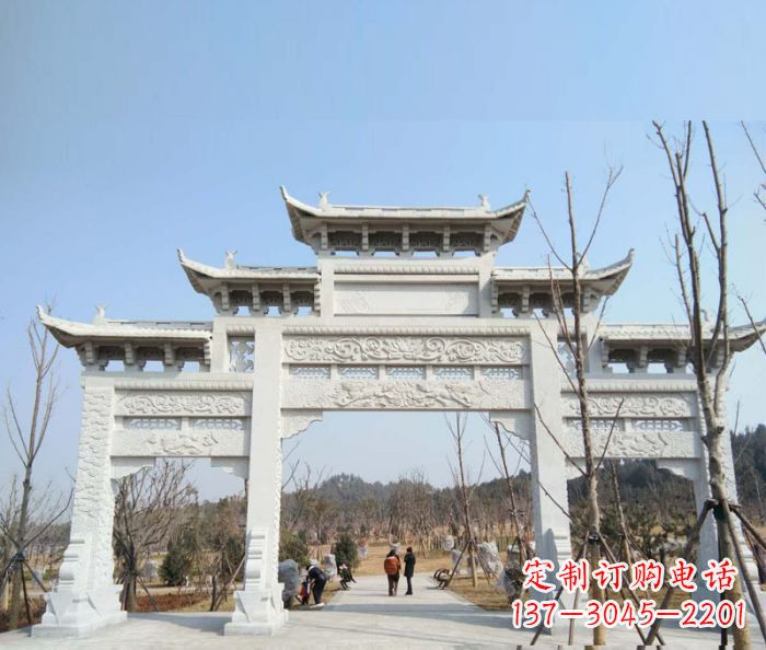 绍兴村口三门石雕牌楼 (6)