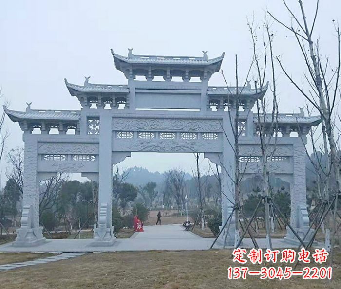 绍兴村口三门石雕牌楼_2 (2)