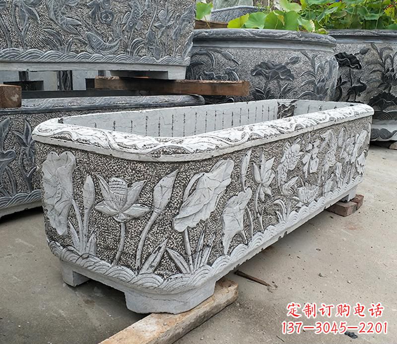 绍兴大理石菊花水缸雕塑