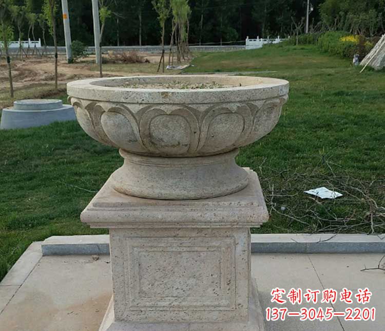 绍兴大理石花盆石雕