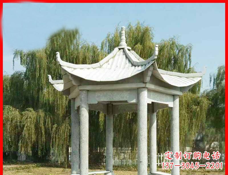 绍兴大理石六角凉亭公园石雕 (3)
