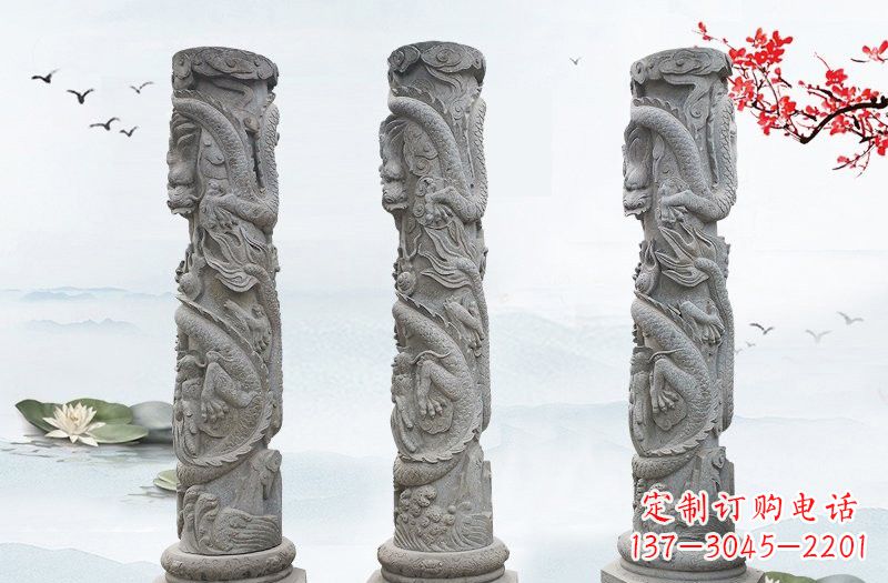 绍兴大理石龙柱雕塑