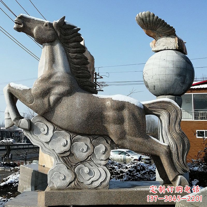 绍兴大理石马踏祥云雕塑