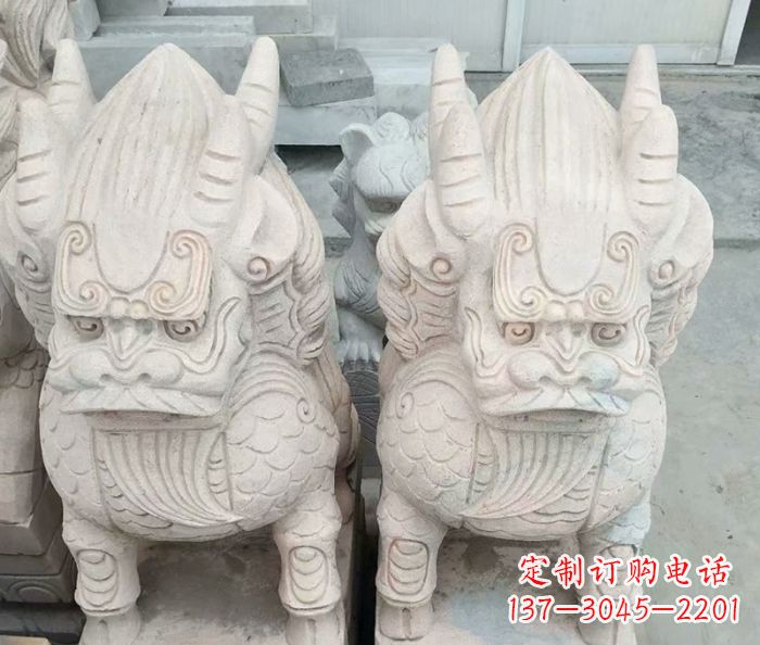 绍兴大理石麒麟古代神兽石雕_1